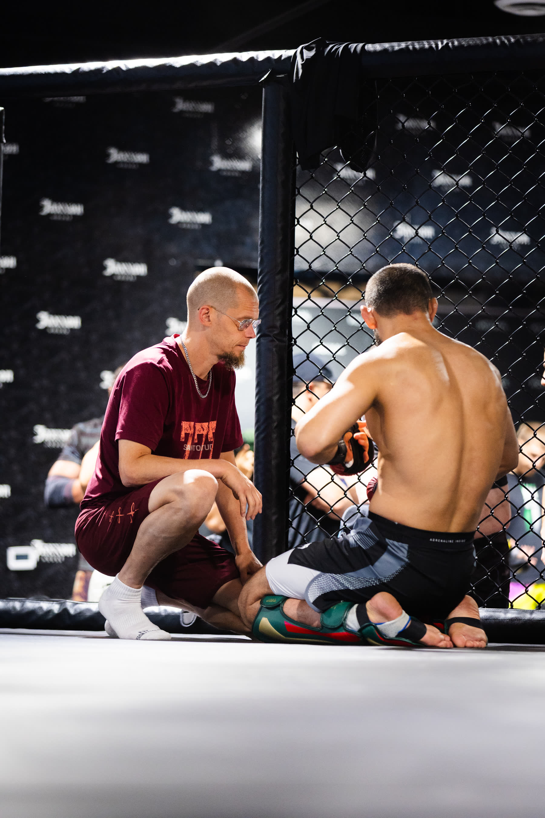 Jeppe providing corner support at a pro fight camp